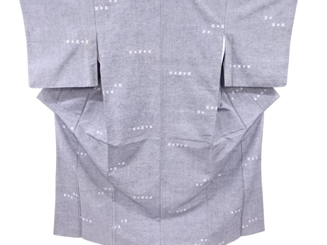 JAPANESE KIMONO / ANTIQUE KIMONO / SILK / TSUMUGI / WOVEN ABSTRACT PATTERN